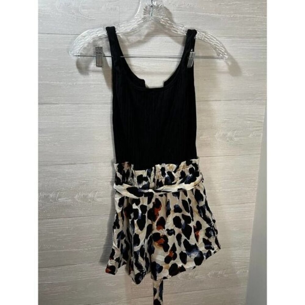 SheIn Women's  Animal Print Button Front Belted‎ Cami Romper XS - Picture 4 of 7